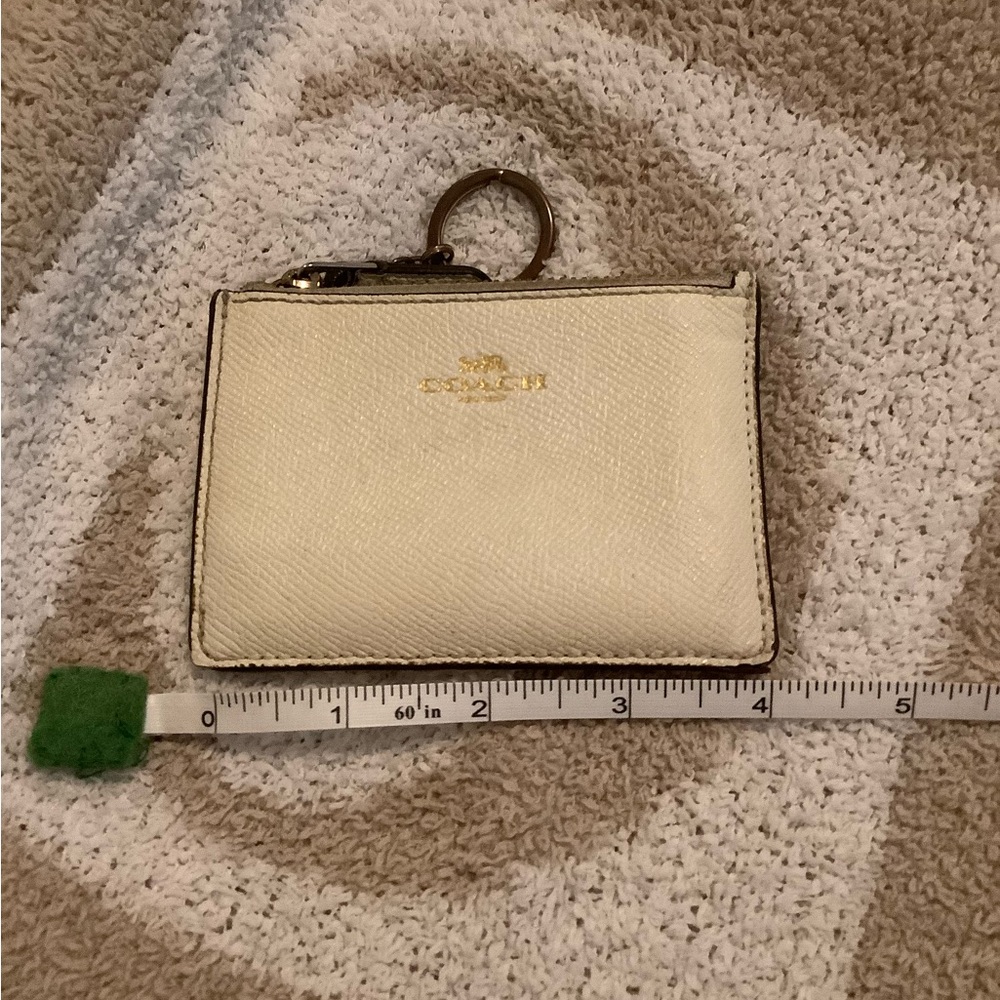 White / cream Coach ID Wallet Keychain